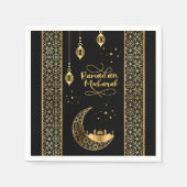 Elegante Gold Islamic Patterns Ramadan Mubarak Serviette (Vorderseite)