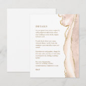 Elegante Gold Ivory Agate Wedding Details Begleitkarte (Vorne/Hinten)