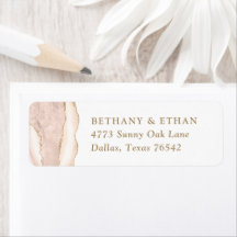 Elegante Gold Ivory Agate Wedding Rücksendeadresse