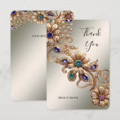 Elegante Gold Jewel Blume Danke Karte (Vorne/Hinten)