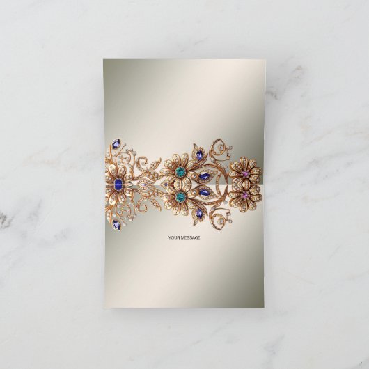 Elegante Gold Jewel Blume Danke Karte (Innenseite)