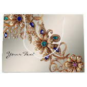 Elegante Gold Jewel Blume Geschenktasche Große Geschenktüte (Vorderseite)