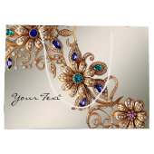Elegante Gold Jewel Blume Geschenktasche Große Geschenktüte (Rückseite)