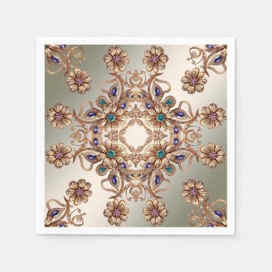 Elegante Gold Jewel Blume Napkins Serviette (Vorderseite)