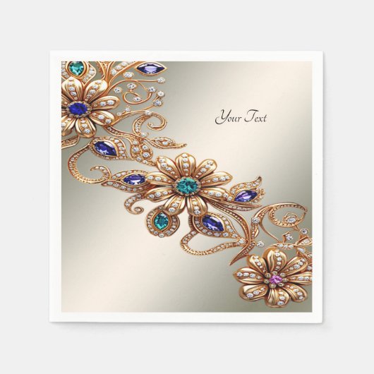 Elegante Gold Jewel Blume Napkins Serviette (Vorderseite)