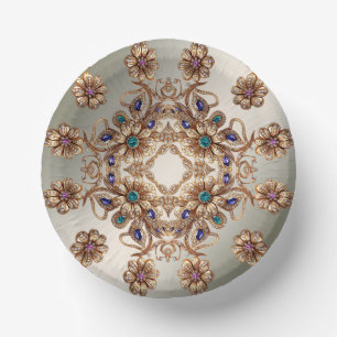 Elegante Gold Jewel Blume Pappteller