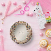 Elegante Gold Jewel Blume Pappteller (Party)