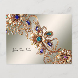 Elegante Gold Jewel Blume Postkarte
