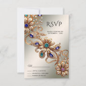 Elegante Gold Jewel Blume RSVP Card Karte (Vorderseite)