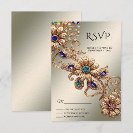 Elegante Gold Jewel Blume RSVP Card Karte
