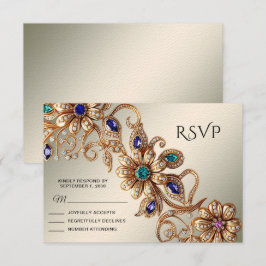 Elegante Gold Jewel Blume RSVP Card Karte