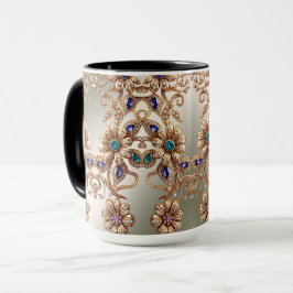 Elegante Gold Jewel Blume Tasse