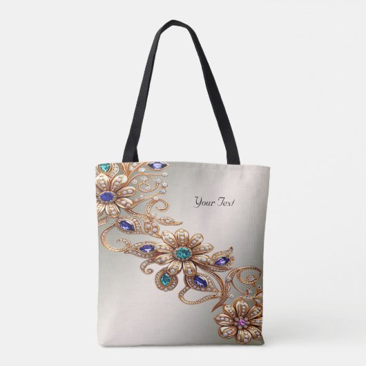 Elegante Gold Jewel Blume Tote Bag Tasche (Rückseite)