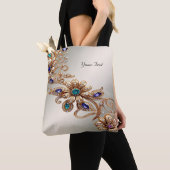 Elegante Gold Jewel Blume Tote Bag Tasche (Von Nahem)