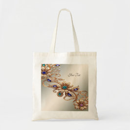 Elegante Gold Jewel Blume Tote Bag Tragetasche