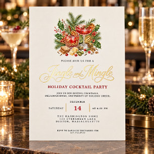 Elegante Gold Jingle und Mingle Weihnachtsfeier Folien Feiertagskarte