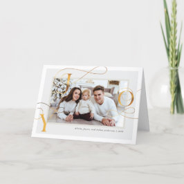 Elegante Gold "Joy" Family Foto Urlaubskarte Feiertagskarte