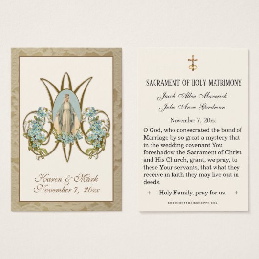 Elegante Gold Jungfrau Mary Wedding Holy Cards (Vorne & Hinten)
