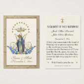 Elegante Gold Jungfrau Mary Wedding Holy Cards (Vorne & Hinten)
