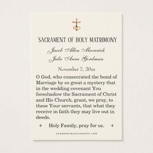 Elegante Gold Jungfrau Mary Wedding Holy Cards (Rückseite)