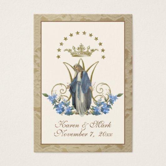 Elegante Gold Jungfrau Mary Wedding Holy Cards (Vorderseite)