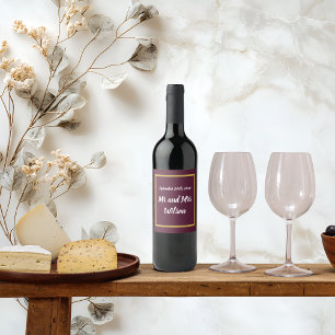 Elegante Gold-Kalligrafie Dunkle Lila Wein Etikett