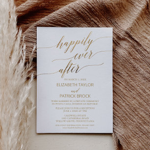Elegante Gold-Kalligrafie-Elopement Einladung