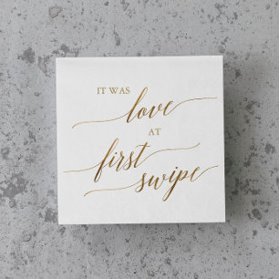 Elegante Gold-Kalligrafie-Liebe in der ersten Rund Serviette
