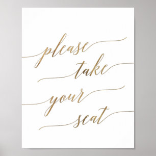 Elegante Gold-Kalligrafie nimmt Ihr Sitzzeichen ei Poster