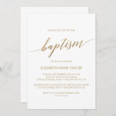 Elegante Gold-Kalligrafie-Taufe Einladung (Vorne/Hinten)