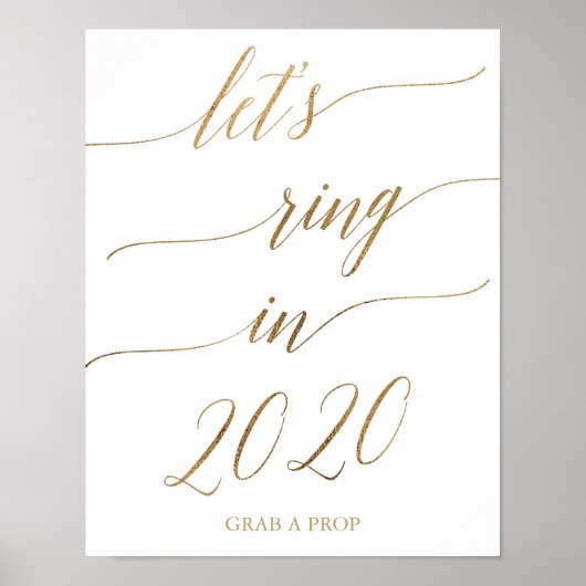 Elegante Gold-Kalligraphie: 2020 losgehen Poster (Vorne)