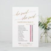 Elegante Gold Kalligraphie sagte er, sie sagte Spi (Stehend Vorderseite)