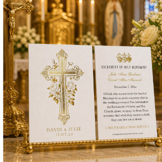 Elegante Gold Katholic Wedding Prayer Card