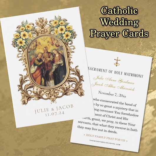 Elegante Gold Katholic Wedding Prayer Card