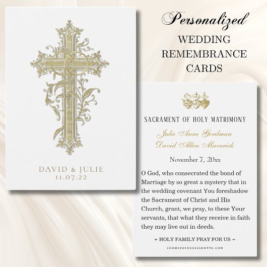 Elegante Gold Katholic Wedding Prayer Card