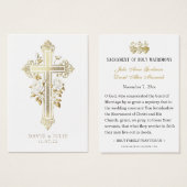 Elegante Gold Katholic Wedding Prayer Card (Vorne & Hinten)