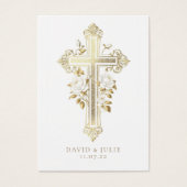 Elegante Gold Katholic Wedding Prayer Card (Vorderseite)