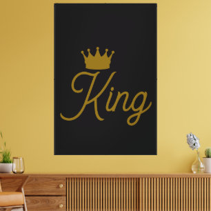 Elegante Gold-König-Typografie-Leinwand für Stilvo Leinwanddruck