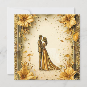 Elegante Gold-Kunst eines romantischen Brautpaares Save The Date