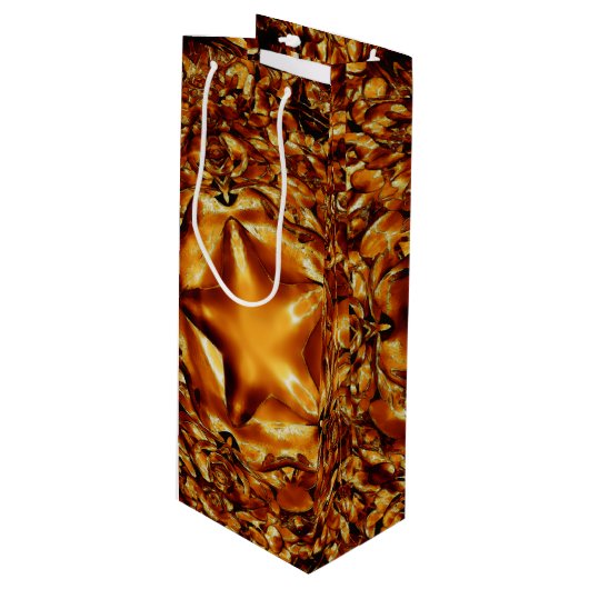 Elegante Gold Kupfer Weihnachts-Star Chic-Geschenk Geschenktüte Für Weinflaschen (Vorderseite Schrägansicht)