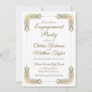 Elegante Gold Lace Engagement Partei Einladung