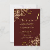 Elegante Gold Lace & Foto Auburn Brown Wedding Save The Date (Rückseite)