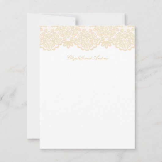 Elegante Gold Lace Hochzeitslehre Dankeskarte (Vorderseite)