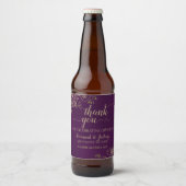 Elegante Gold Lace on Plum Lila Wedding Vielen Dan Bierflaschenetikett (Vorderseite)