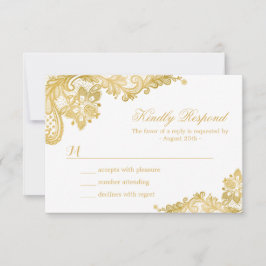 Elegante Gold Lace Wedding RSVP Card Karte