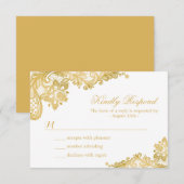 Elegante Gold Lace Wedding RSVP Card Karte (Vorne/Hinten)