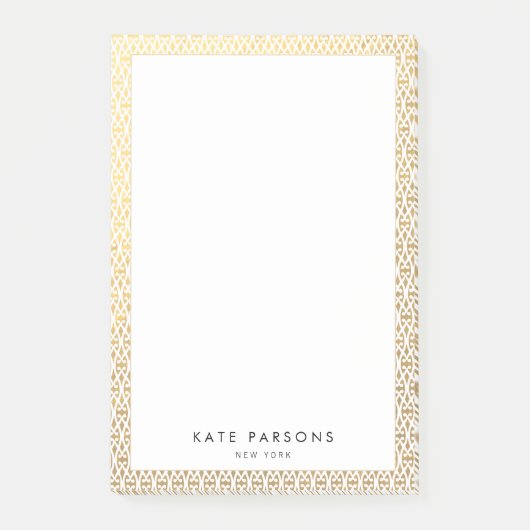 Elegante Gold Lattice Border Post-it Klebezettel (Vorderseite)