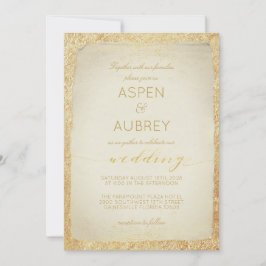 Elegante Gold Leaf Antique Script Wedding Einladung