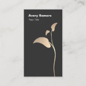 Elegante Gold Leaf Einfache Black Business Card Visitenkarte (Vorderseite)
