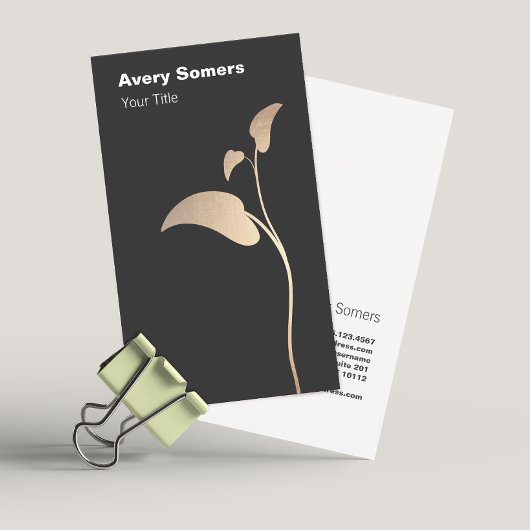 Elegante Gold Leaf Einfache Black Business Card Visitenkarte